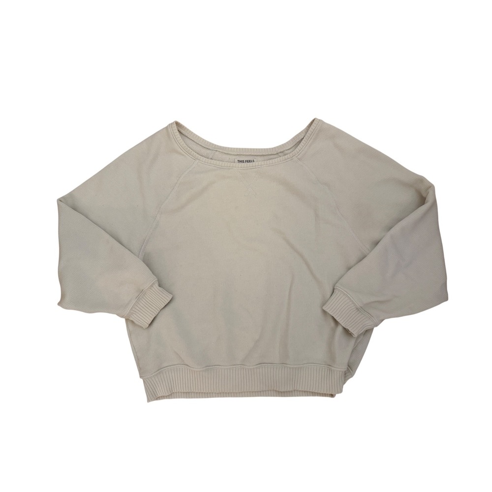 American Eagle Seriously Lived-In Sweatshirt Womens Medium Cream Raglan Pullover - Picture 1 of 6
